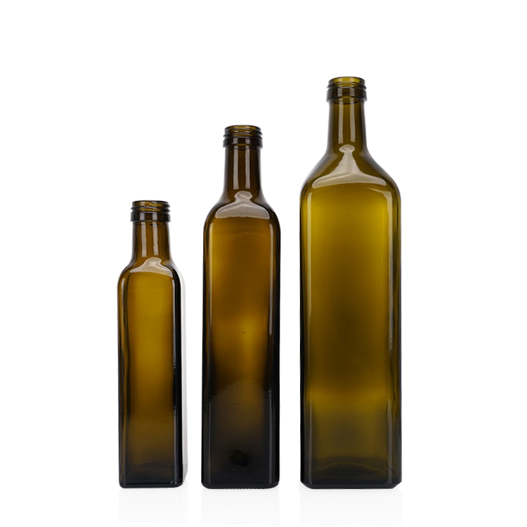 Firkantet form brun farve oliven oli glas flaske 500 ml