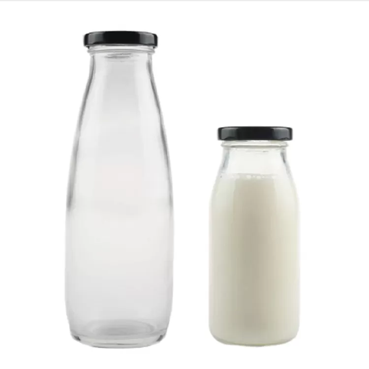 1000ml Milk Glass Bottle with Screw Metal Lid