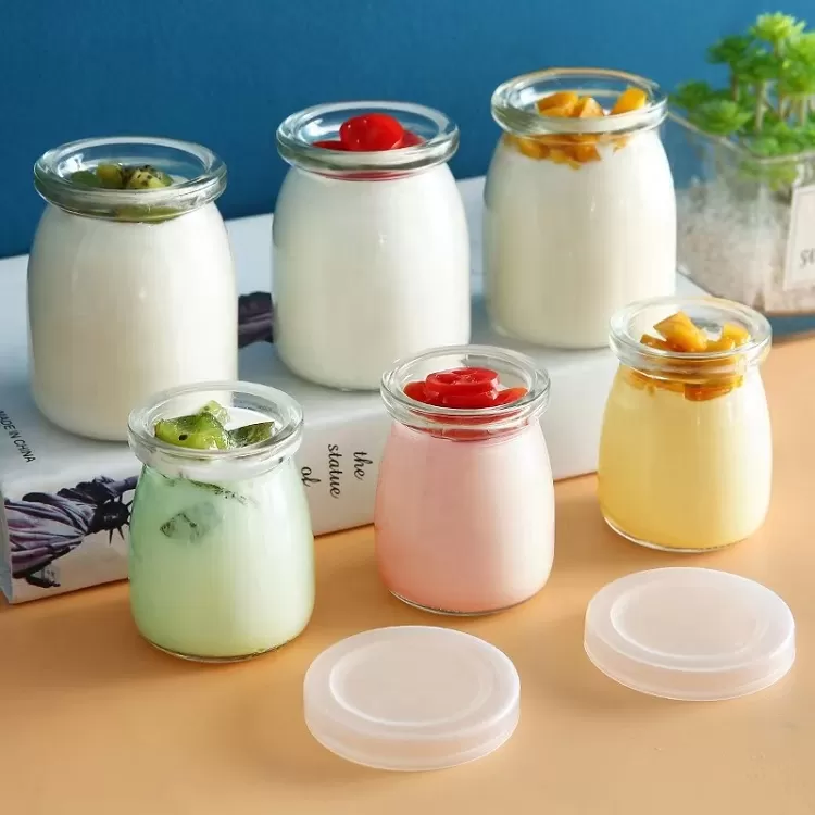 Kina 150 ml 5 oz budding yoghurt glas jar med presse cap fabrik og grossist | Glint featured billede