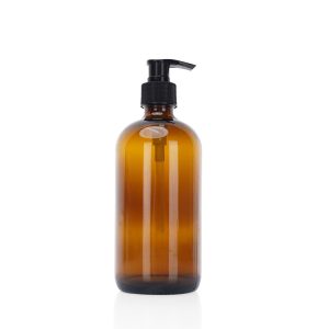 60 ml 120 ml 240 ml Amber Round Glass Boston Bottle Liquid Soap Dispenser Pump Bottle