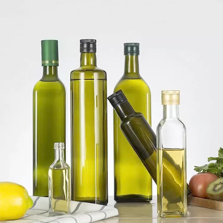 Kina 750 ml Round Green Oil Glass Flaske Factory & grossist | Glint featured billede