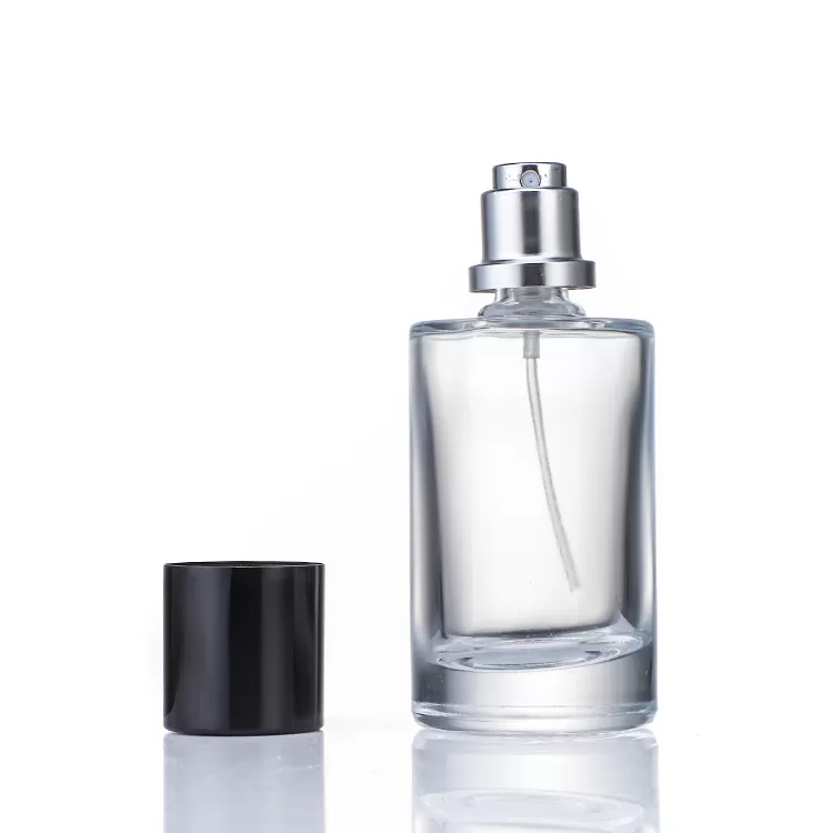 50ml Round Shape Glass Perfume Bottle with Black Cap