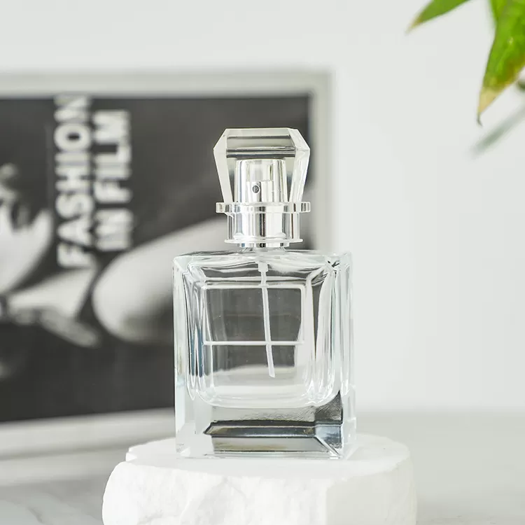 China 50ml Flat Square Clear Perfume Glass Bottle Factory & Wholesaler | Glint Featured Image
