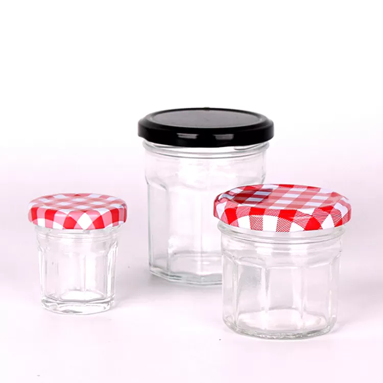 China 380ml Octagonal Food Glass Jar with Strawberry Colored Lid Factory & Wholesaler | Glint Featured Image