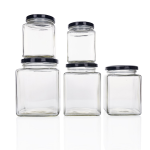730ml Square Glass Jar with Metal Lid