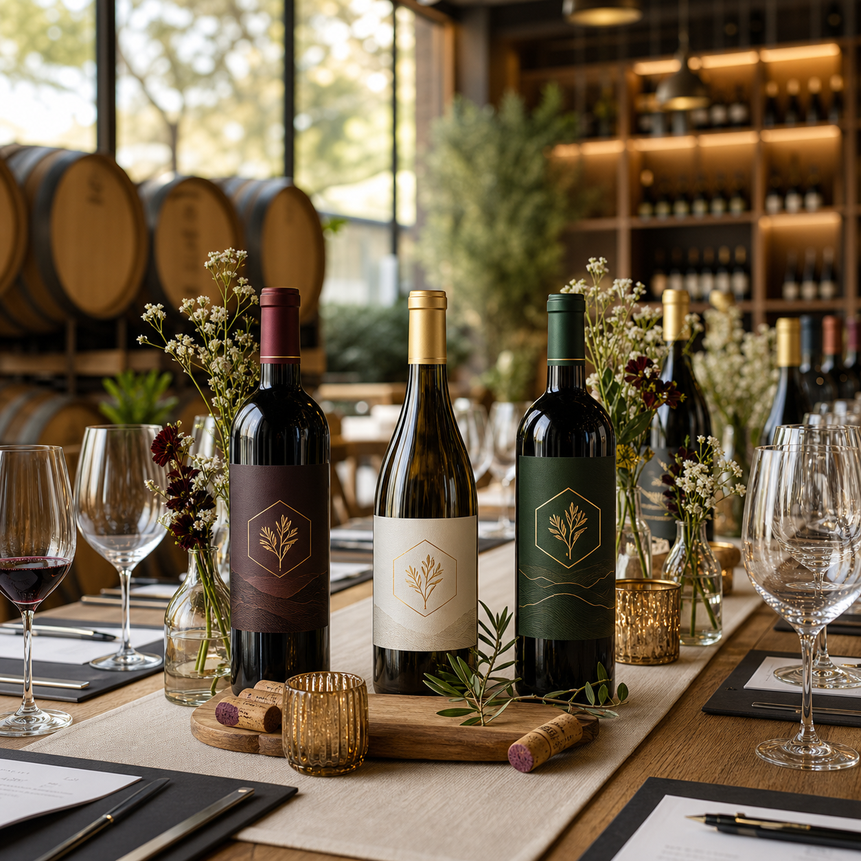 Wine Bottle Decor - 1. Branded Wine Bottle Centerpieces For Tables And Tasting Rooms